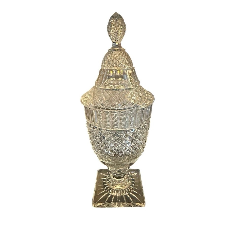 Vintage Miss America Depression Glass Footed Candy Dish Urn w Lid Anchor Hocking